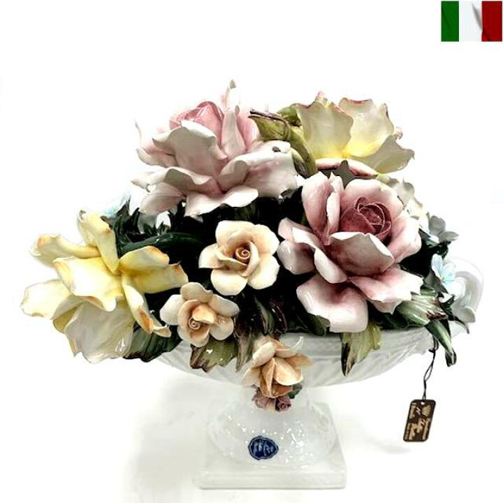 楽天市場】陶花 置物 陶器 花 イタリア オーナメント クラシック 