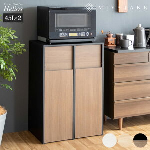木製分別キャスターダストボックス Helios(ヘリオス) プッシュ式 ダストボックス キャスター 木製 キッチンペール ごみ箱 ゴミ箱 おしゃれ キッチン カウンター ホワイト ブラウン ナチュ