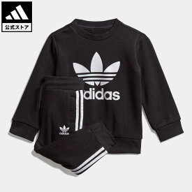 【公式】アディダス adidas 返品可 スウェットセットアップ オリジナルス キッズ／子供用 ウェア・服 セットアップ ジャージ 黒 ブラック ED7679 上下