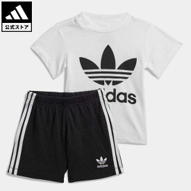 【公式】アディダス adidas 返品可 子供用トレフォイル ショーツ Tシャツ セット [Trefoil Shorts Tee Set] オリジナルス キッズ／子供用 ウェア・服 その他ウェア 白 ホワイト FI8318 p0420