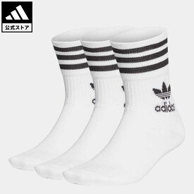 【公式】アディダス adidas 返品可 ミッドカット クルーソックス 3足組 オリジナルス メンズ レディース アクセサリー ソックス・靴下 クルーソックス 白 ホワイト GD3575