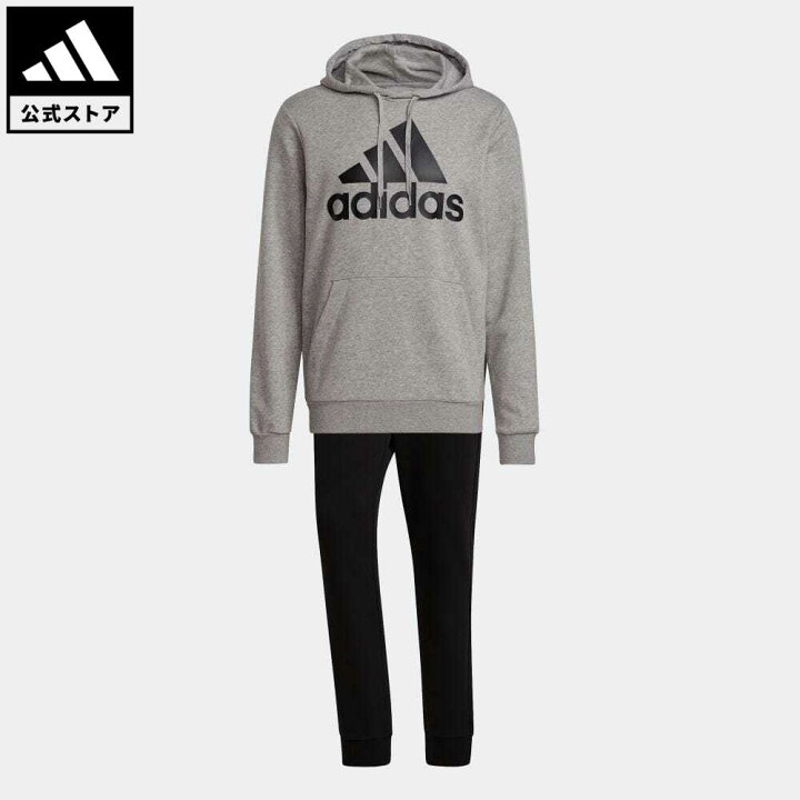 楽天市場 公式 アディダス Adidas 返品可 M Ess Bl スウェットパーカースーツ メンズ ウェア 服 セットアップ ジャージ グレー Gk9653 上下 Adidas Online Shop 楽天市場店