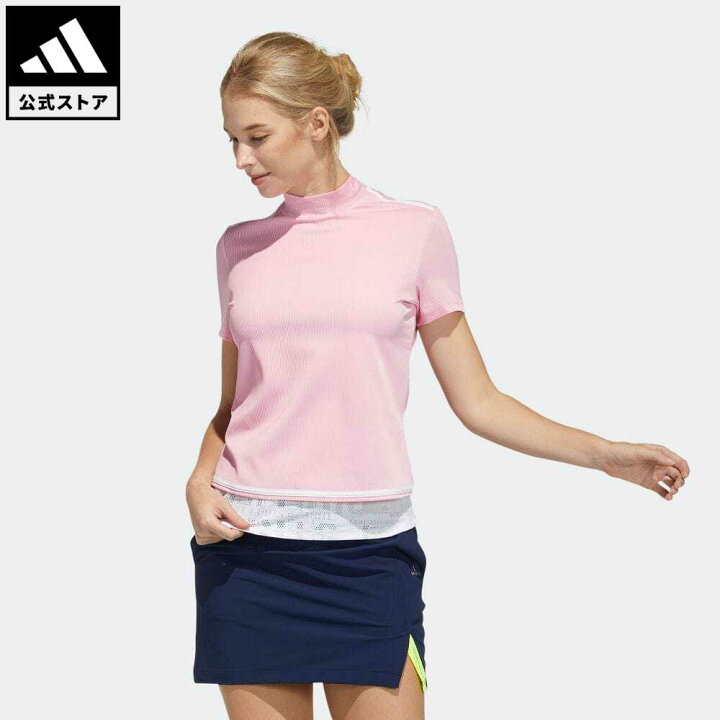 楽天市場 公式 アディダス Adidas 返品可 ゴルフ ファブリックミックス 半袖モックネックシャツ Polo Shirt レディース ウェア 服 トップス ポロシャツ ピンク Gm0771 Notp Adidas Online Shop 楽天市場店