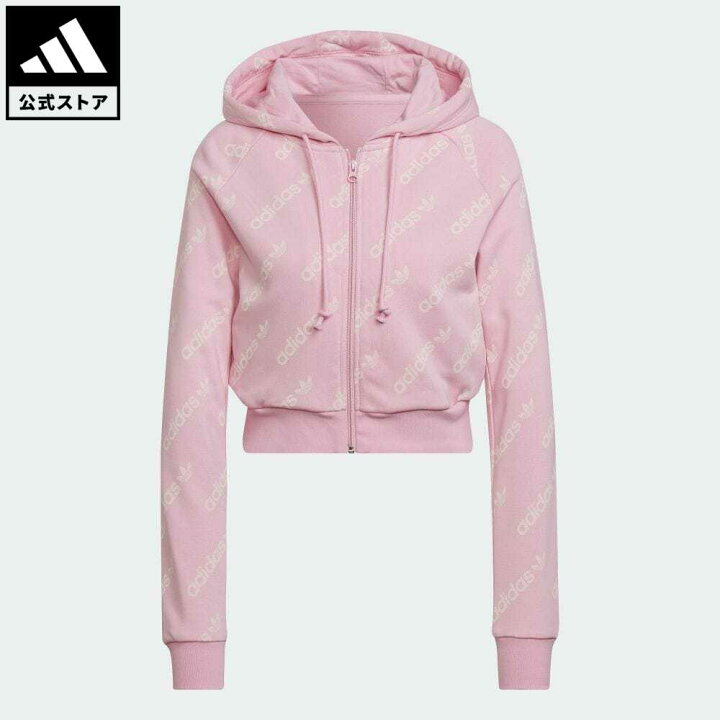 楽天市場 公式 アディダス Adidas 返品可 クロップド モノグラム トラックジャケット ジャージ オリジナルス レディース ウェア 服 トップス パーカー フーディー ジャージ ピンク Hm48 トレーナー Adidas Online Shop 楽天市場店