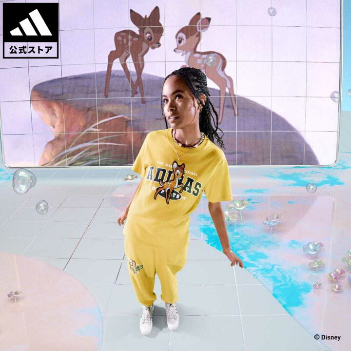 楽天市場 公式 アディダス Adidas 返品可 ディズニー バンビ グラフィック 半袖tシャツ オリジナルス レディース ウェア 服 トップス Tシャツ イエロー He4786 半袖 Dish Eoss22ss Adidas Online Shop 楽天市場店