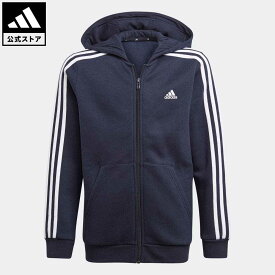 【公式】アディダス adidas 返品可 エッセンシャルズ 3ストライプス パーカー / Essentials 3-Stripes Hoodie スポーツウェア キッズ／子供用 ウェア・服 トップス パーカー(フーディー) ジャージ 青 ブルー GQ8902 トレーナー