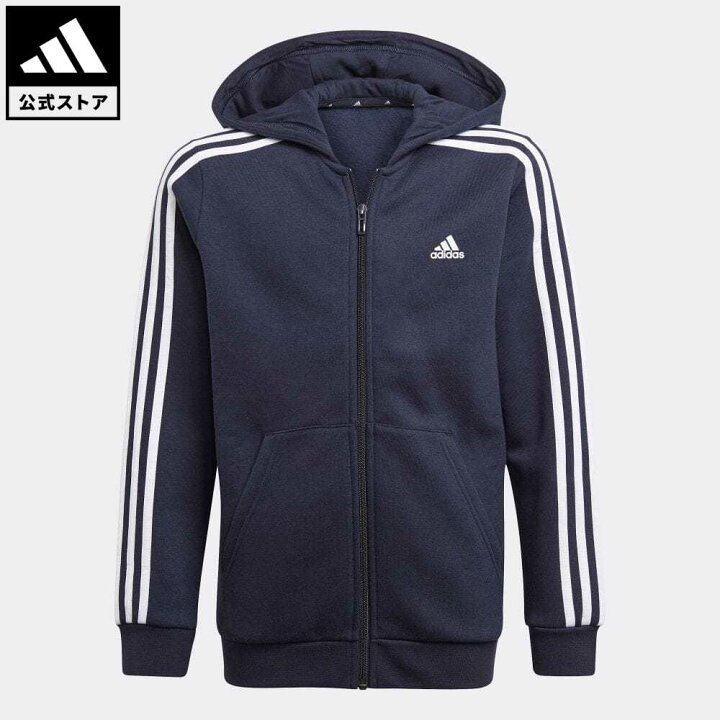 楽天市場 公式 アディダス Adidas 返品可 エッセンシャルズ 3ストライプス パーカー Essentials 3 Stripes Hoodie キッズ ウェア 服 トップス パーカー フーディー ジャージ 青 ブルー Gq02 トレーナー Adidas Online Shop 楽天市場店