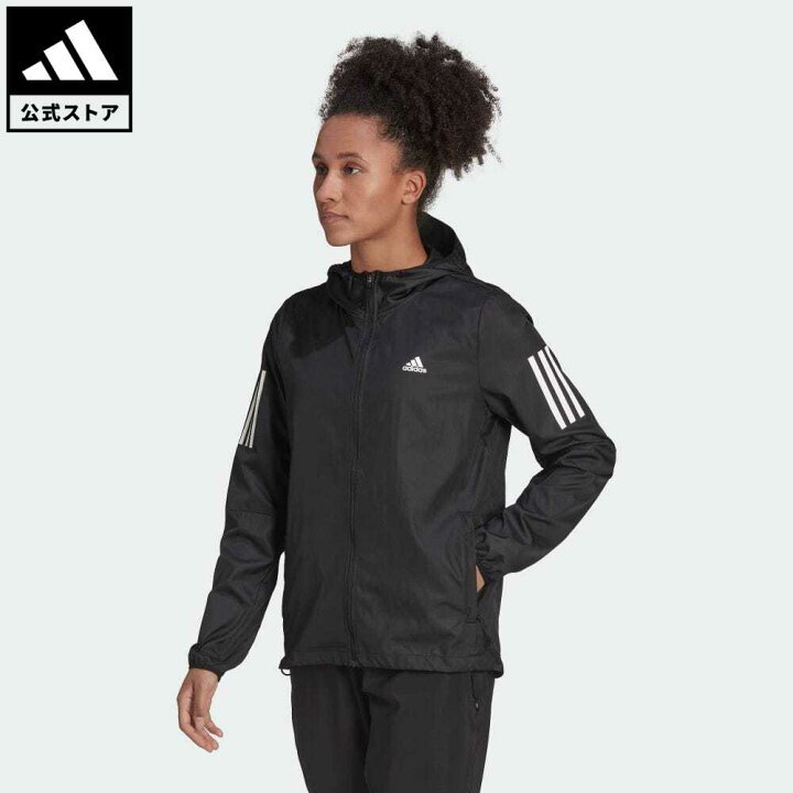 楽天市場 公式 アディダス Adidas 返品可 ランニング オウン ザ ラン フード付き ランニング ウインドブレーカー レディース ウェア 服 アウター ジャケット 黒 ブラック H ランニングウェア Adidas Online Shop 楽天市場店