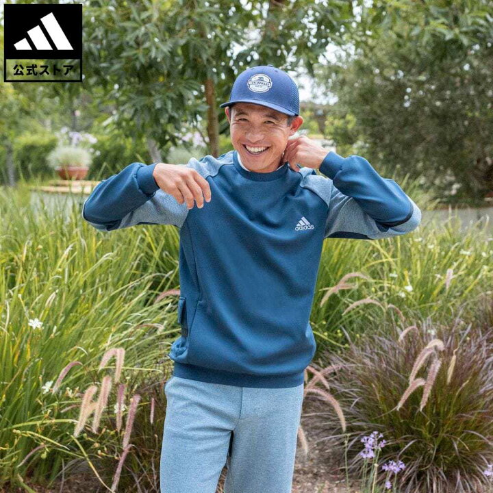 楽天市場 公式 アディダス Adidas 返品可 ゴルフ ファブリックミックス 長袖スウェット メンズ ウェア 服 トップス パーカー フーディー スウェット トレーナー 青 ブルー H トレーナー Adidas Online Shop 楽天市場店