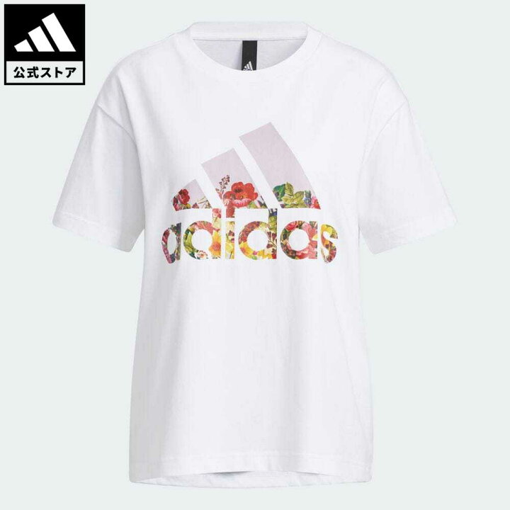 楽天市場 公式 アディダス Adidas 返品可 ルーズフィット フラワー グラフィック 半袖tシャツ レディース ウェア 服 トップス Tシャツ 白 ホワイト Hn7753 半袖 Adidas Online Shop 楽天市場店
