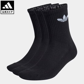 【40%OFF 6/4-6/11】【公式】アディダス adidas 返品可 クッション トレフォイル ミッドカット クルーソックス 3足組 オリジナルス メンズ レディース アクセサリー ソックス・靴下 クルーソックス 黒 ブラック HC9547 p0604