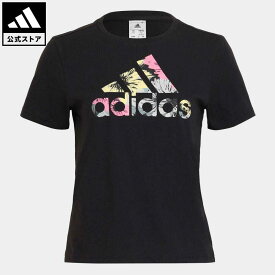 【公式】アディダス adidas 返品可 総柄プリント レギュラー 半袖Tシャツ スポーツウェア レディース ウェア・服 トップス Tシャツ 黒 ブラック HI0025 半袖 p0420