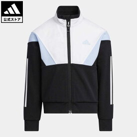 【公式】アディダス adidas 返品可 カラーブロック ダブルニット レギュラーフィット ウォームアップ トラックトップ スポーツウェア キッズ／子供用 ウェア・服 アウター ジャケット ジャージ 黒 ブラック IB0268 上着