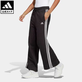 【公式】アディダス adidas 返品可 エッセンシャルズ スリーストライプス フレンチテリー ワイドパンツ スポーツウェア レディース ウェア・服 ボトムス スウェット（トレーナー） パンツ 黒 ブラック IC8775 スウェット