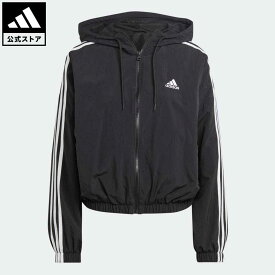 【1,000円OFFクーポン対象 6/4 20:00〜6/11 1:59】【公式】アディダス adidas 返品可 エッセンシャルズ スリーストライプス ウーブン ウインドブレーカー スポーツウェア レディース ウェア・服 アウター ウインドブレーカー 黒 ブラック HT3399 p0604