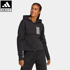 【公式】アディダス adidas 返品可 ミッションビクトリー スリムフィット フルジップ フーディー スポーツウェア レディース ウェア・服 トップス パーカー(フーディー) ジャージ 黒 ブラック HU0240 トレーナー