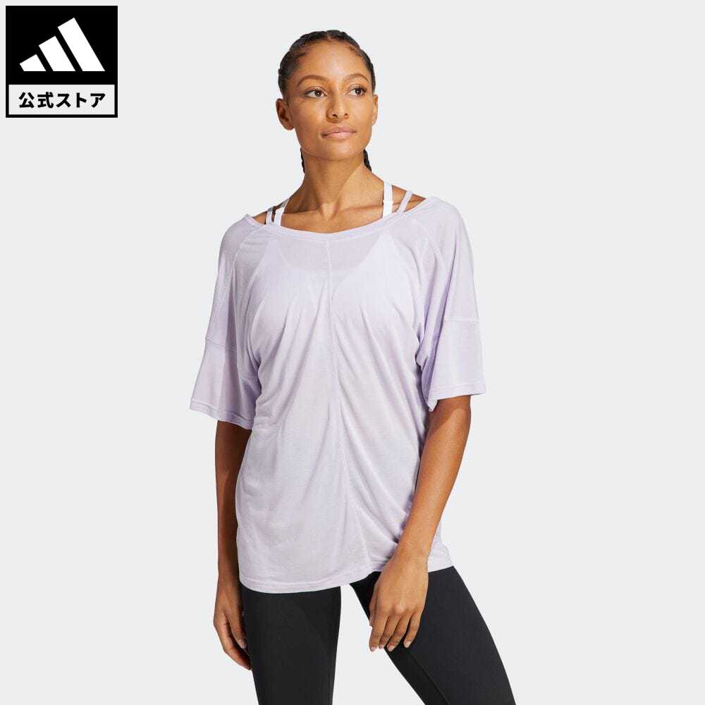 アディダス adidas 返品可 ジム・トレーニング ヨガ スタジオ オーバーサイズ Tシャツ レディース ウェア・服 トップス Tシャツ 紫 パープル HR5079 半袖