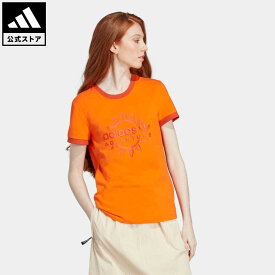 【公式】アディダス adidas 返品可 アディダス アドベンチャー ロゴ スリムTシャツ オリジナルス レディース ウェア・服 トップス Tシャツ オレンジ IC5525 半袖