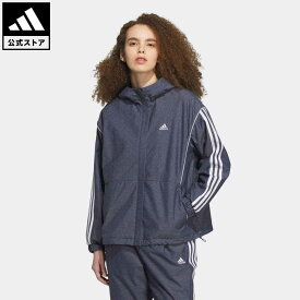 【公式】アディダス adidas 返品可 デニム ウーブン ルーズフィット ウインドブレーカージャケット スポーツウェア レディース ウェア・服 アウター ジャケット ジャージ 青 ブルー IK9880 上着