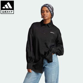 【公式】アディダス adidas 返品可 スリーストライプス OS シャツ オリジナルス レディース ウェア・服 トップス シャツ 黒 ブラック IR9789