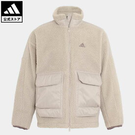 【公式】アディダス adidas 返品可 ワーディング オーバーサイズド ボア フルジップ ジャケット（ジェンダーニュートラル） スポーツウェア メンズ ウェア・服 アウター ジャケット ベージュ IK7342 上着 p0420