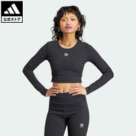 【公式】アディダス adidas 返品可 エッセンシャルズ リブ 長袖Tシャツ オリジナルス レディース ウェア・服 トップス Tシャツ 黒 ブラック II8055 ロンt 母の日