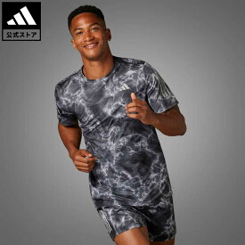 【公式】アディダス adidas 返品可 ランニング オウン ザ ラン 総柄プリント 半袖Tシャツ メンズ ウェア・服 トップス Tシャツ 白 ホワイト IB6394 ランニングウェア 半袖 p0420