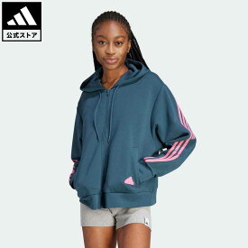 【20%OFF 6/4-6/11】【公式】アディダス adidas 返品可 フューチャーアイコン スリーストライプス フルジップパーカー スポーツウェア レディース ウェア・服 トップス パーカー(フーディー) ジャージ 青 ブルー IL3048 トレーナー p0604