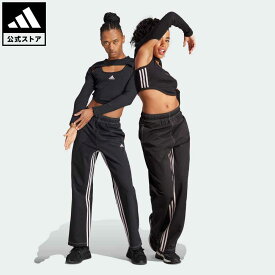 【公式】アディダス adidas 返品可 ダンス スリーストライプス ワイドレッグパンツ スポーツウェア レディース ウェア・服 ボトムス パンツ 黒 ブラック IA3143