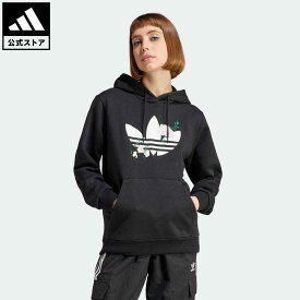 【公式】アディダス adidas 返品可 フラワー刺しゅうパーカー オリジナルス レディース ウェア・服 トップス パーカー(フーディー) スウェット（トレーナー） 黒 ブラック II3179 トレーナー