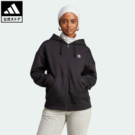 【公式】アディダス adidas 返品可 エッセンシャルズ フルジップパーカー オリジナルス レディース ウェア・服 トップス パーカー(フーディー) スウェット（トレーナー） 黒 ブラック IM1141 トレーナー