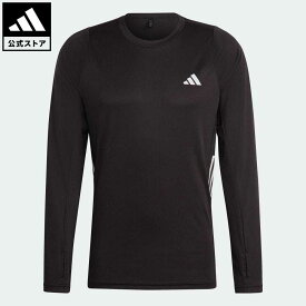 【公式】アディダス adidas 返品可 ランニング ラン アイコンズ スリーストライプス 長袖Tシャツ メンズ ウェア・服 トップス Tシャツ 黒 ブラック HN8024 ランニングウェア ロンt