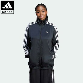 【公式】アディダス adidas 返品可 ルーズ サテン トラックトップ オリジナルス レディース ウェア・服 トップス ジャージ 黒 ブラック IU2516 母の日 上着