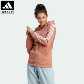 【公式】アディダス adidas 返品可 エッセンシャルズ スリーストライプス フルジップ フリースパーカー スポーツウェア レディース ウェア・服 トップス パーカー(フーディー) ジャージ ブラウン IM0241 トレーナー p0524