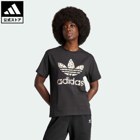 【公式】アディダス adidas 返品可 アディダス オリジナルス レオパード リュクス トレフォイル半袖Tシャツ オリジナルス レディース ウェア・服 トップス Tシャツ 黒 ブラック IY7055 半袖 母の日