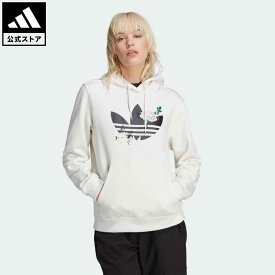 【公式】アディダス adidas 返品可 フラワー刺しゅうパーカー オリジナルス レディース ウェア・服 トップス パーカー(フーディー) スウェット（トレーナー） 白 ホワイト IL6518 トレーナー