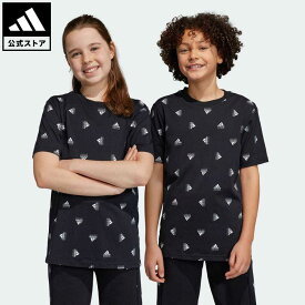 【公式】アディダス adidas 返品可 ブランド ラブ 総柄プリント 半袖Tシャツ スポーツウェア キッズ／子供用 ウェア・服 トップス Tシャツ 黒 ブラック HR6345 半袖