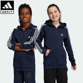 【公式】アディダス adidas 返品可 エッセンシャルズ スリーストライプス フリース フルジップパーカー スポーツウェア キッズ／子供用 ウェア・服 トップス パーカー(フーディー) ジャージ 青 ブルー IC0600 トレーナー p0420