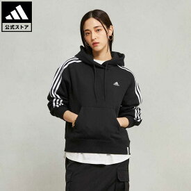 【公式】アディダス adidas 返品可 エッセンシャルズ プラス スリーストライプス フレンチテリー パーカー スポーツウェア レディース ウェア・服 トップス パーカー(フーディー) スウェット（トレーナー） 黒 ブラック JF1406 トレーナー notp 母の日