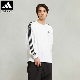 【公式】アディダス adidas 返品可 エッセンシャルズ プラス ルーズフィット スリーストライプス 長袖Tシャツ スポーツウェア メンズ ウェア・服 トップス Tシャツ 白 ホワイト JF3913 ロンt notp fd24 父の日