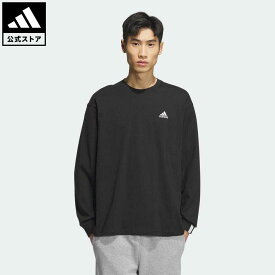 【公式】アディダス adidas 返品可 エッセンシャルズ プラス ルーズフィット スモールロゴ 長袖Tシャツ スポーツウェア メンズ ウェア・服 トップス Tシャツ 黒 ブラック JF3925 ロンt notp