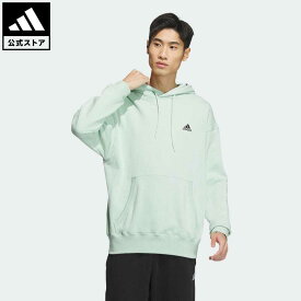 【公式】アディダス adidas 返品可 エッセンシャルズ プラス ルーズフィット スモールロゴ フレンチテリー プルオーバーパーカー スポーツウェア メンズ ウェア・服 トップス パーカー(フーディー) スウェット（トレーナー） 緑 グリーン JF3971 トレーナー notp