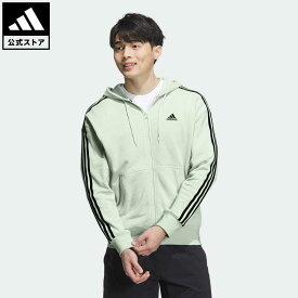 【公式】アディダス adidas 返品可 エッセンシャルズ プラス ルーズフィット スリーストライプス フレンチテリー フルジップパーカー スポーツウェア メンズ ウェア・服 トップス ジャケット パーカー(フーディー) ジャージ 緑 グリーン JF3992 トレーナー notp