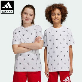 【公式】アディダス adidas 返品可 ブランド ラブ 総柄プリント 半袖Tシャツ スポーツウェア キッズ／子供用 ウェア・服 トップス Tシャツ 白 ホワイト HR6343 半袖 p0524