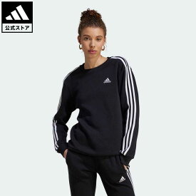 【公式】アディダス adidas 返品可 エッセンシャルズ スリーストライプス フリーススウェット スポーツウェア レディース ウェア・服 トップス スウェット（トレーナー） 黒 ブラック HZ5744