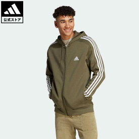 【公式】アディダス adidas 返品可 エッセンシャルズ フリース スリーストライプス フルジップパーカー スポーツウェア メンズ ウェア・服 トップス パーカー(フーディー) ジャージ 緑 グリーン IJ6492 トレーナー