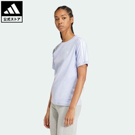 【公式】アディダス adidas 返品可 スリーストライプスTシャツ オリジナルス レディース ウェア・服 トップス Tシャツ 紫 パープル IR8052 半袖 p0524