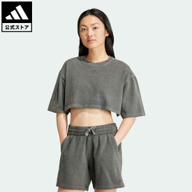 【公式】アディダス adidas 返品可 エッセンシャルズ+ クロップドTシャツ オリジナルス レディース ウェア・服 トップス Tシャツ 黒 ブラック IT9883 半袖 p0524