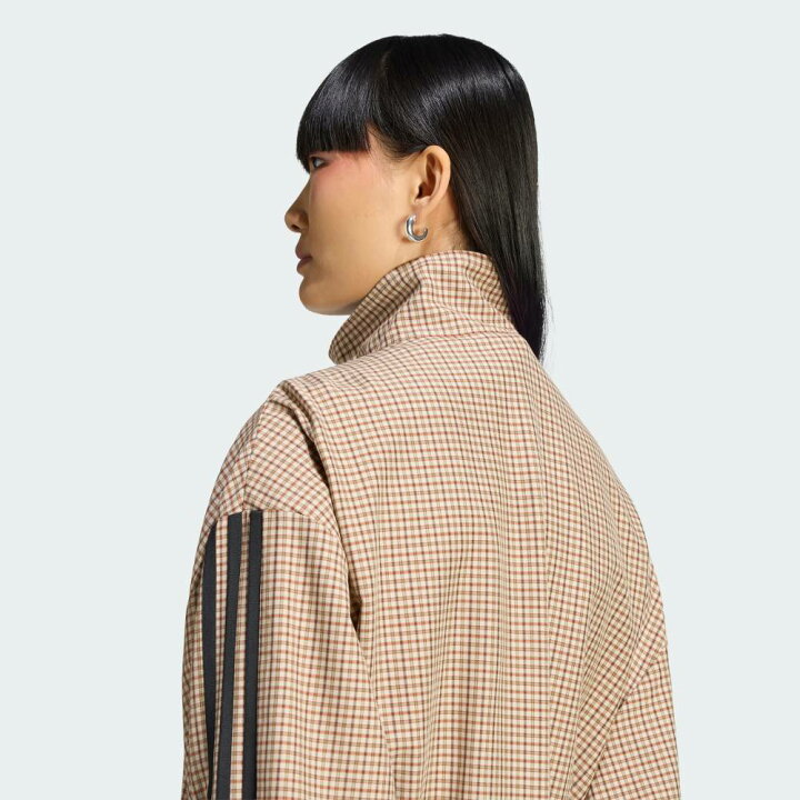 adidas チェック トラックトップ ベージュ Sサイズ ジャージ 