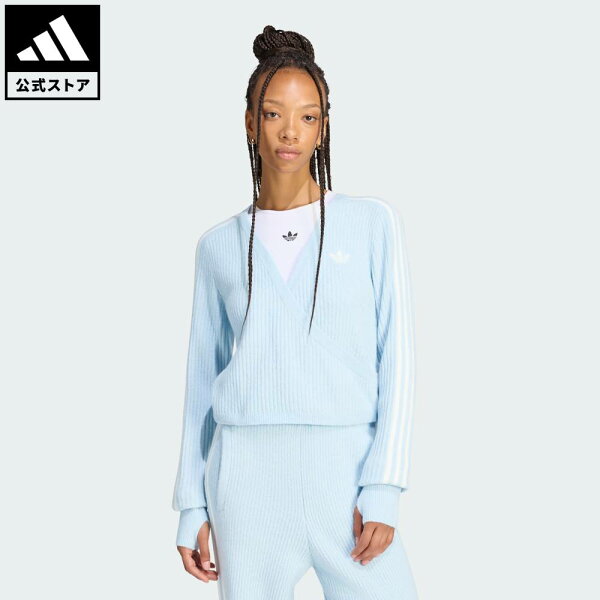 【公式】アディダス adidas 返品可 ライフスタイル ADIDAS ORIGINALS BY JENNIE ニット ラップアラウンド カーディガン オリジナルス レディース ウェア・服 カーディガン 青 ブルー LD8932